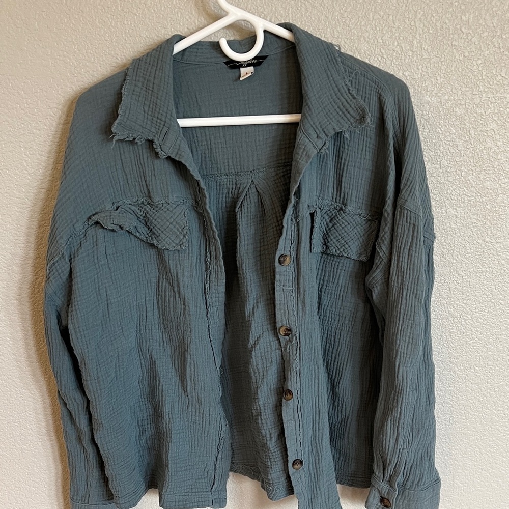 Women's Teal Button Down Shirt